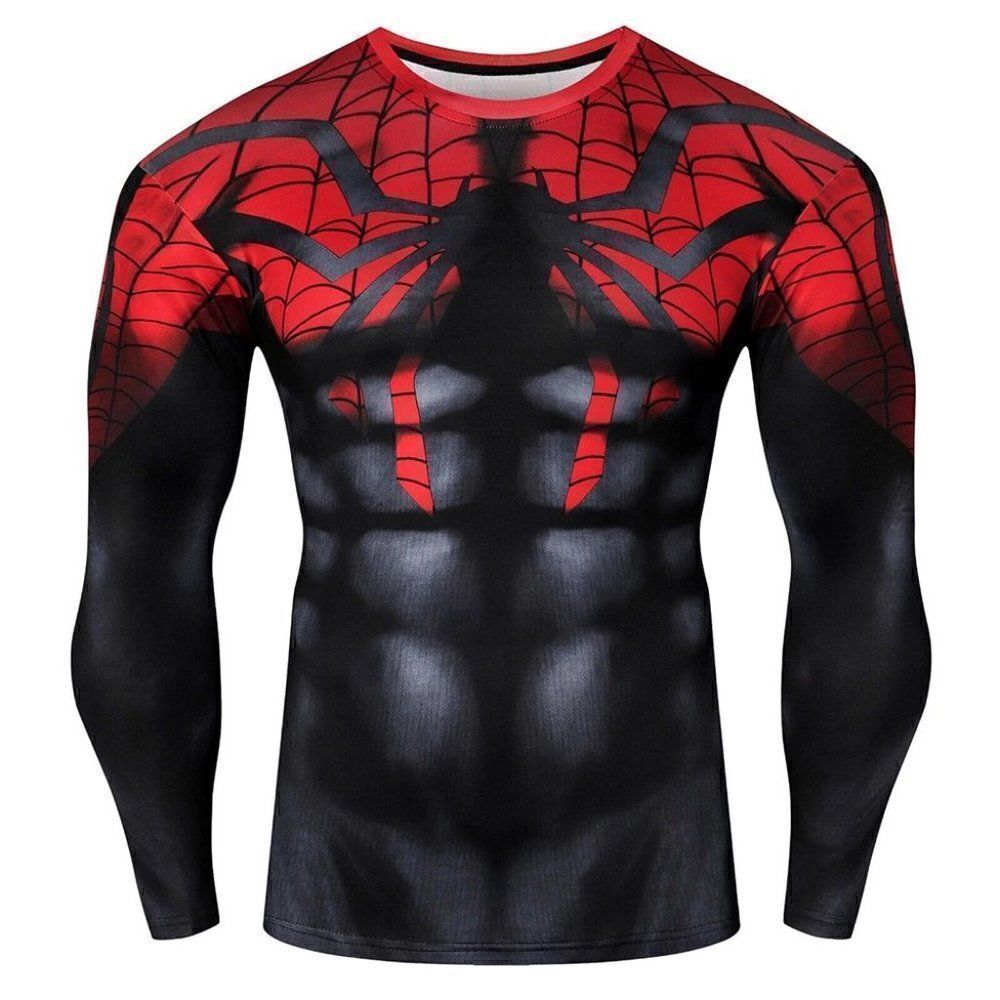 3D Superhero Spider T- Shirt Long Sleeve T- Shirt for Sport Exercise Cosplay